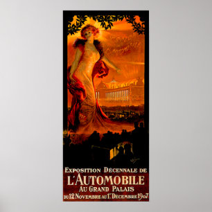 Paris-Auto-Show ~ Vintage Automobil-Anzeige 1907 Poster
