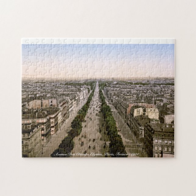 Paris Avenue Des Champs Elysses, Frankreich c1900 Puzzle (Horizontal)