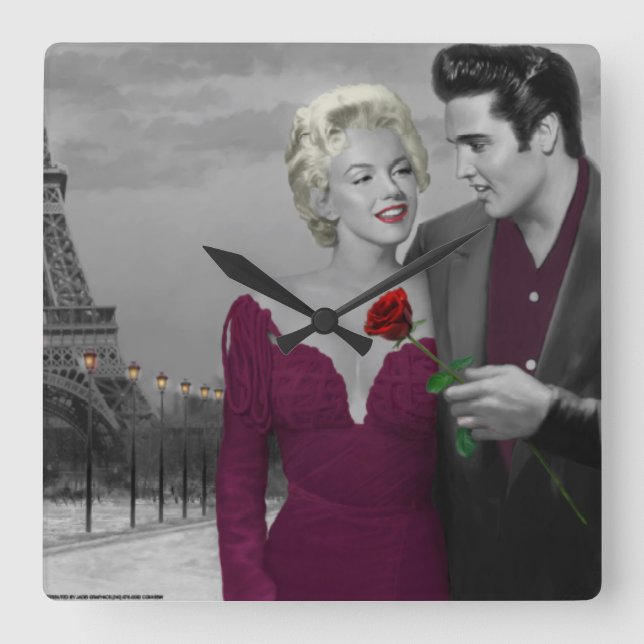 Paris B&W Quadratische Wanduhr (Vorderseite)