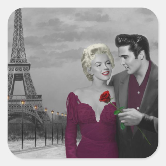 Paris B&W Quadratischer Aufkleber (Vorderseite)