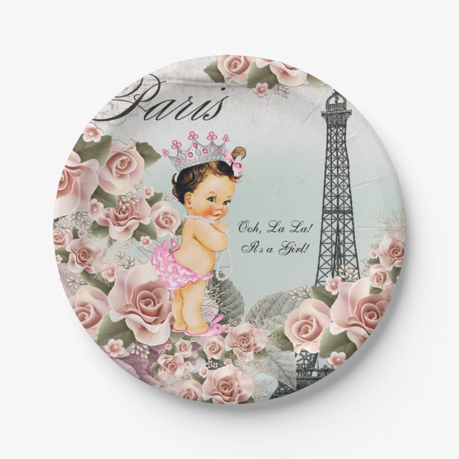 Paris Baby Dusche Pappteller (Vorderseite)