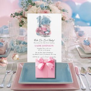 Paris Baby Shower Eiffelturm Geschlechtsneutral Einladung