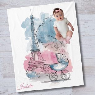 Paris Baby Shower Eiffelturm Geschlechtsneutral Fleecedecke