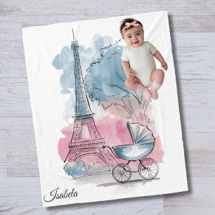 Paris Baby Shower Eiffelturm Geschlechtsneutral Fleecedecke