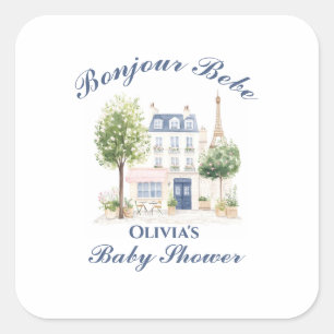 Paris Baby Shower Pariser Café Teeparty Quadratischer Aufkleber