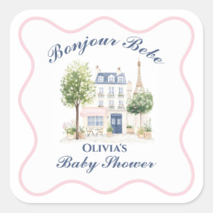 Paris Baby Shower Parisian Café Teeparty Quadratischer Aufkleber