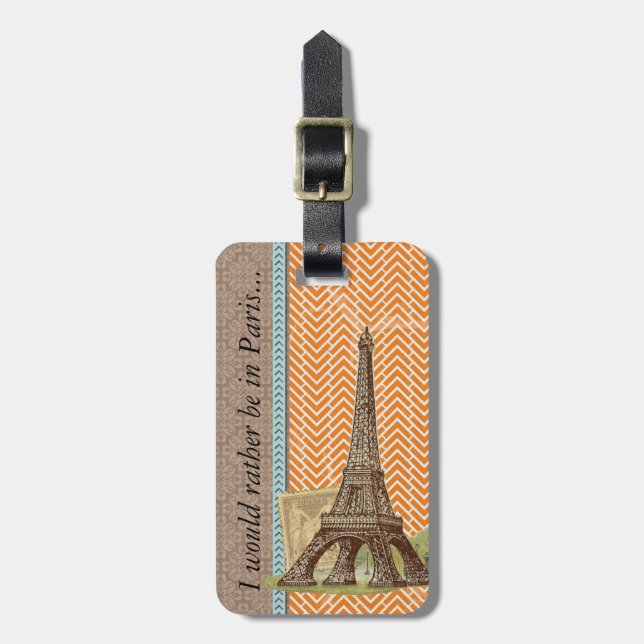 Paris Bag Gepäck Tag Gepäckanhänger (Vorderseite vertikal)