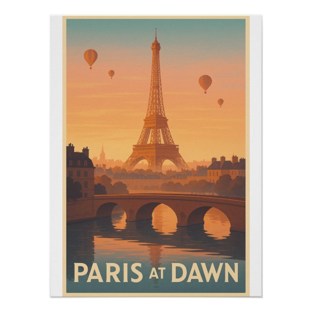 Paris bei Dawn Retroreise Poster (Vorderseite)