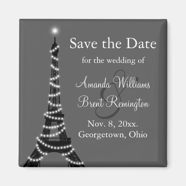 Paris bei Nacht Speichern Sie das Date Magnet (Vorne)