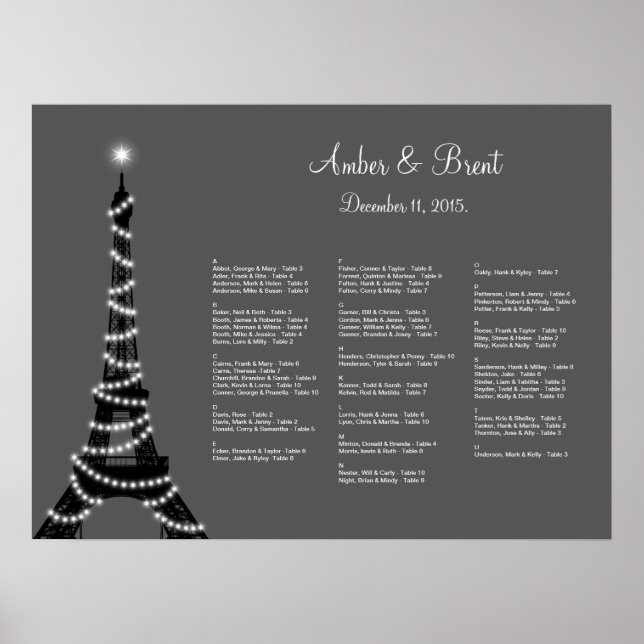 Paris bei Nachtsitzkarte Poster (Vorne)