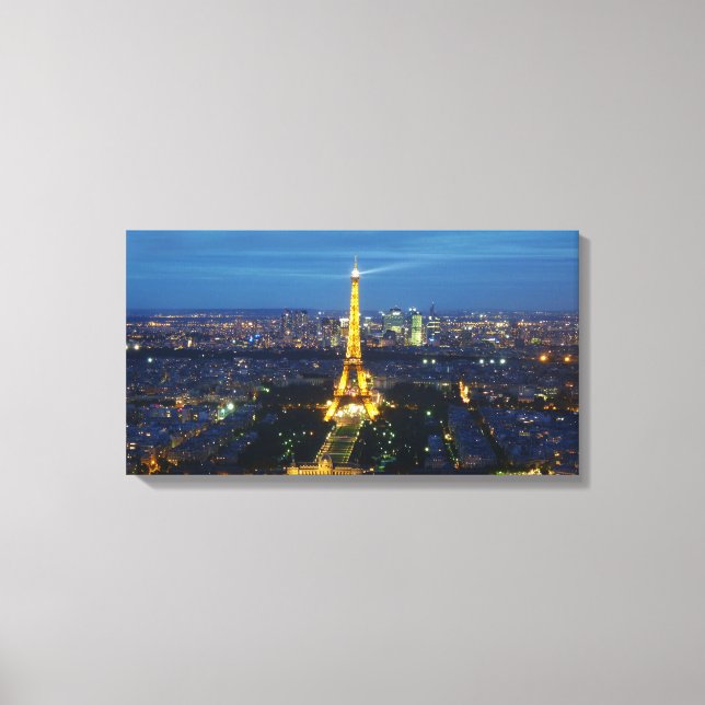Paris bei Night Aerial Panorama Print Leinwand (Vorderseite)
