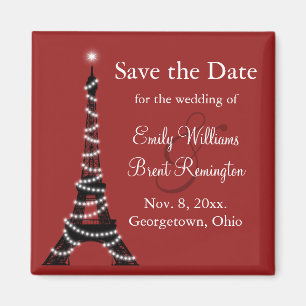 Paris beleuchtet Save the Date Magneten Magnet