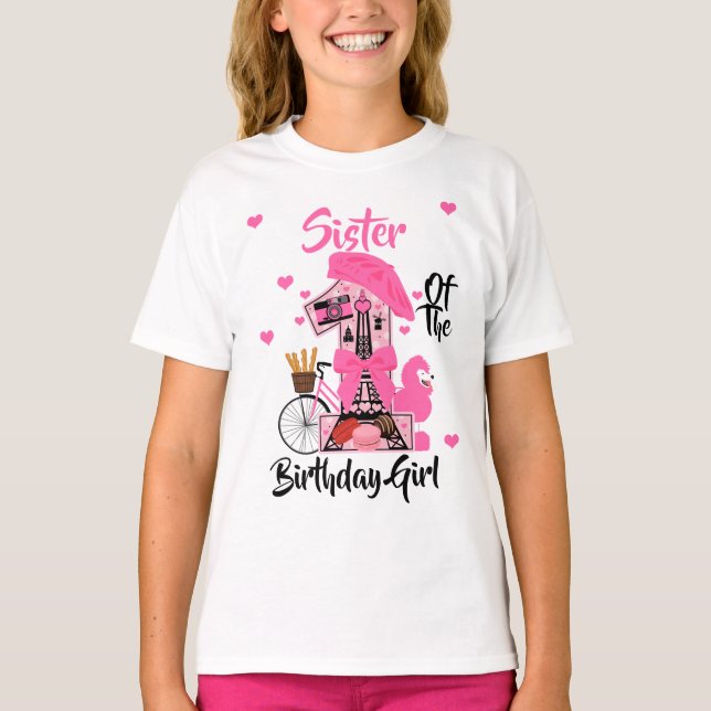 Paris Birthday Girl Sister | Eiffelturm T-Shirt (Vorderseite)