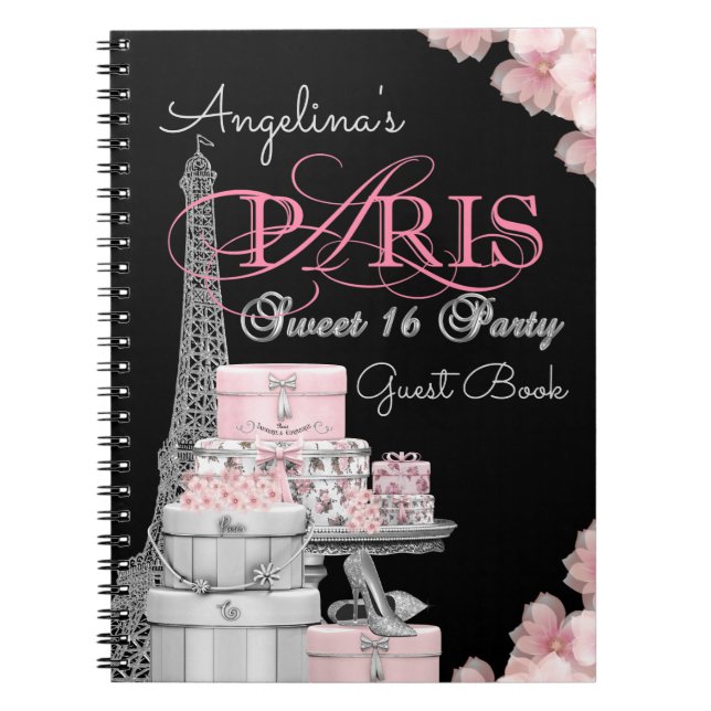Paris Birthday Party Guest Book Notizblock (Vorderseite)