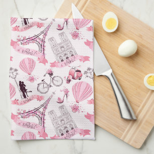 Paris Birthday Shower Party Hochzeitspur Pink Geschirrtuch