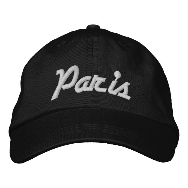 Paris Black and White Bestickte Baseballkappe (Vorderseite)