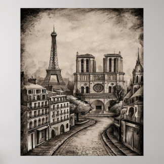 Paris Black and White Poster