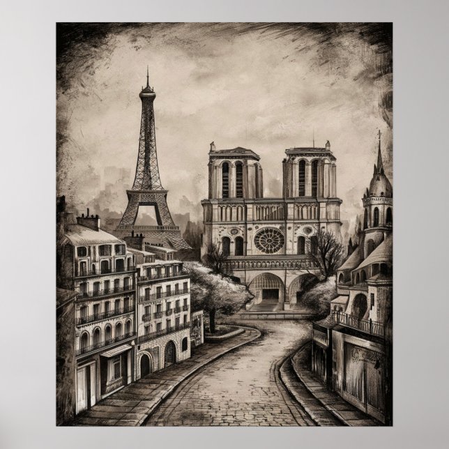 Paris Black and White Poster (Vorne)