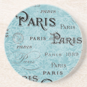 Paris Blauer Damast Sandstein Untersetzer