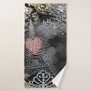 Paris Bling Glamour Sparkle Frankreich Girly Trend Badhandtuch Set