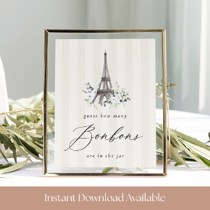 Paris Bloom Brautparty Bonbon Guess Spiel-Zeichen Poster