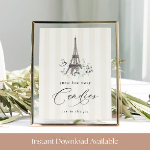 Paris Bloom Brautparty Candy Guessing Game Sign Poster