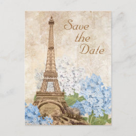 Paris Blue Hydrangea Vintag Save the Date Card Ankündigungspostkarte