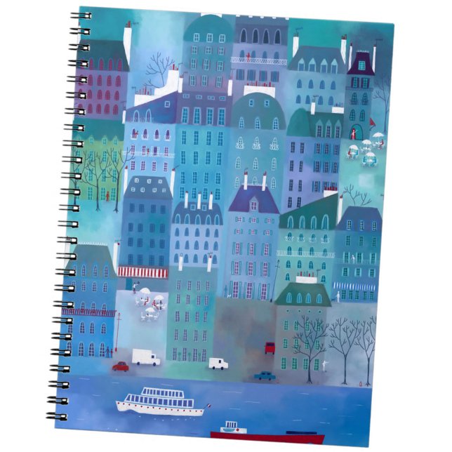 Paris Blues City Painting France Notizblock (Paris blue city notebook with original art by Nic Squirrell. )