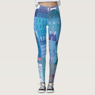 Paris Blues Cityscape Painting Frankreich Leggings