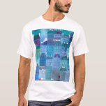 Paris Blues Modernes Stadtbild T-Shirt<br><div class="desc">Ein blaues,  halb abstraktes Stadtbild,  das im Frühjahr von der Pariser Atmosphäre inspiriert wurde.</div>