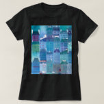 Paris Blues Modernes Stadtbild T-Shirt<br><div class="desc">Ein blaues,  halb abstraktes Stadtbild,  das im Frühjahr von der Pariser Atmosphäre inspiriert wurde.</div>