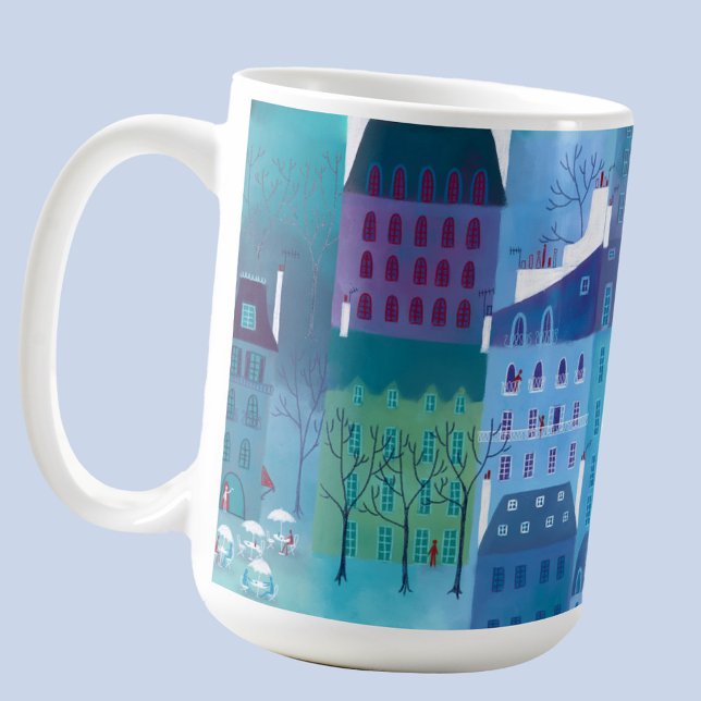 Paris Blues Stadtbild Kaffeetasse (Paris art cityscape coffee mug)