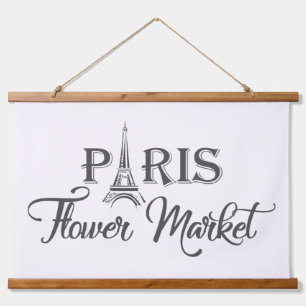 PARIS-BLUME WANDTEPPICH MIT HOLZRAHMEN
