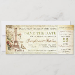 Paris Boarding Pass Tickets Save the Date
