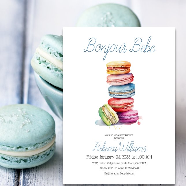 Paris Bonjour Bebe Macaroons Boy Baby Dusche Einladung (Von Creator hochgeladen)