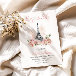 Paris Bonjour Bebe Parisian Floral Baby Shower Einladung