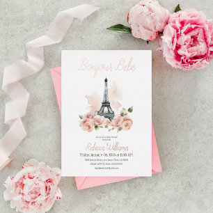 Paris Bonjour Bebe Parisian Floral Baby Shower Folieneinladung