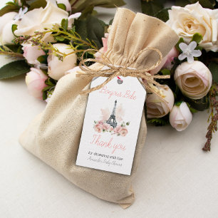 Paris Bonjour Bebe Parisian Floral Baby Shower Geschenkanhänger
