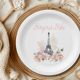 Paris Bonjour Bebe Parisian Floral Baby Shower Pappteller