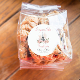 Paris Bonjour Bebe Parisian Floral Baby Shower Runder Aufkleber