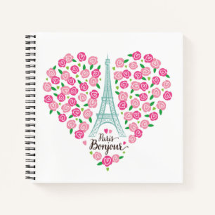 Paris Bonjour Blumenherz Notizbuch