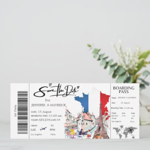 Paris Bordkarte Speichern Sie das Datum Ticket Einladung