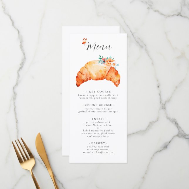 Paris Boulangerie Croissant Menükarte (Vorderseite/Rückseite Beispiel)