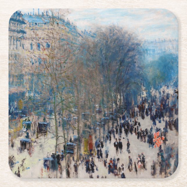 Paris Boulevard, Claude Monet Rechteckiger Pappuntersetzer (Vorderseite)
