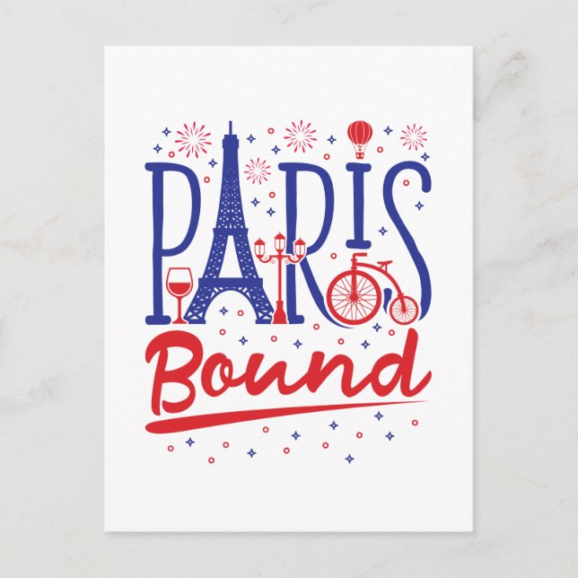 Paris Bound French Vacation Travel Traveler Postkarte (Vorderseite)