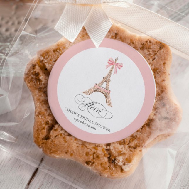 Paris Bow Eiffel Tower Merci Dank BRAUTPARTY Runder Aufkleber (Von Creator hochgeladen)