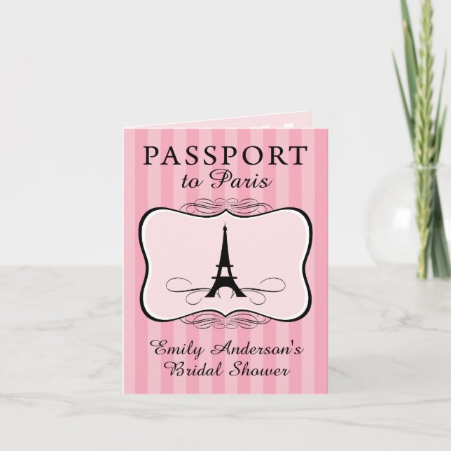 Paris Brautparty Passport Einladung (Vorderseite)