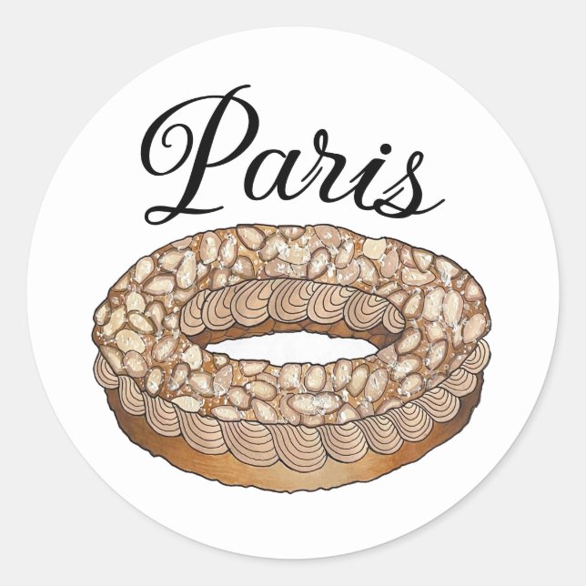 Paris Brest Choux Patisserie Frankreich Runder Aufkleber (Vorderseite)