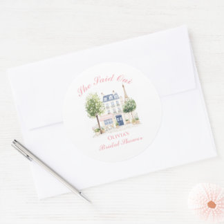 Paris Bridal Shower Parisian Cafe Runder Aufkleber