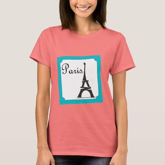 Paris Briefmarke Blue T-Shirt (Vorderseite)